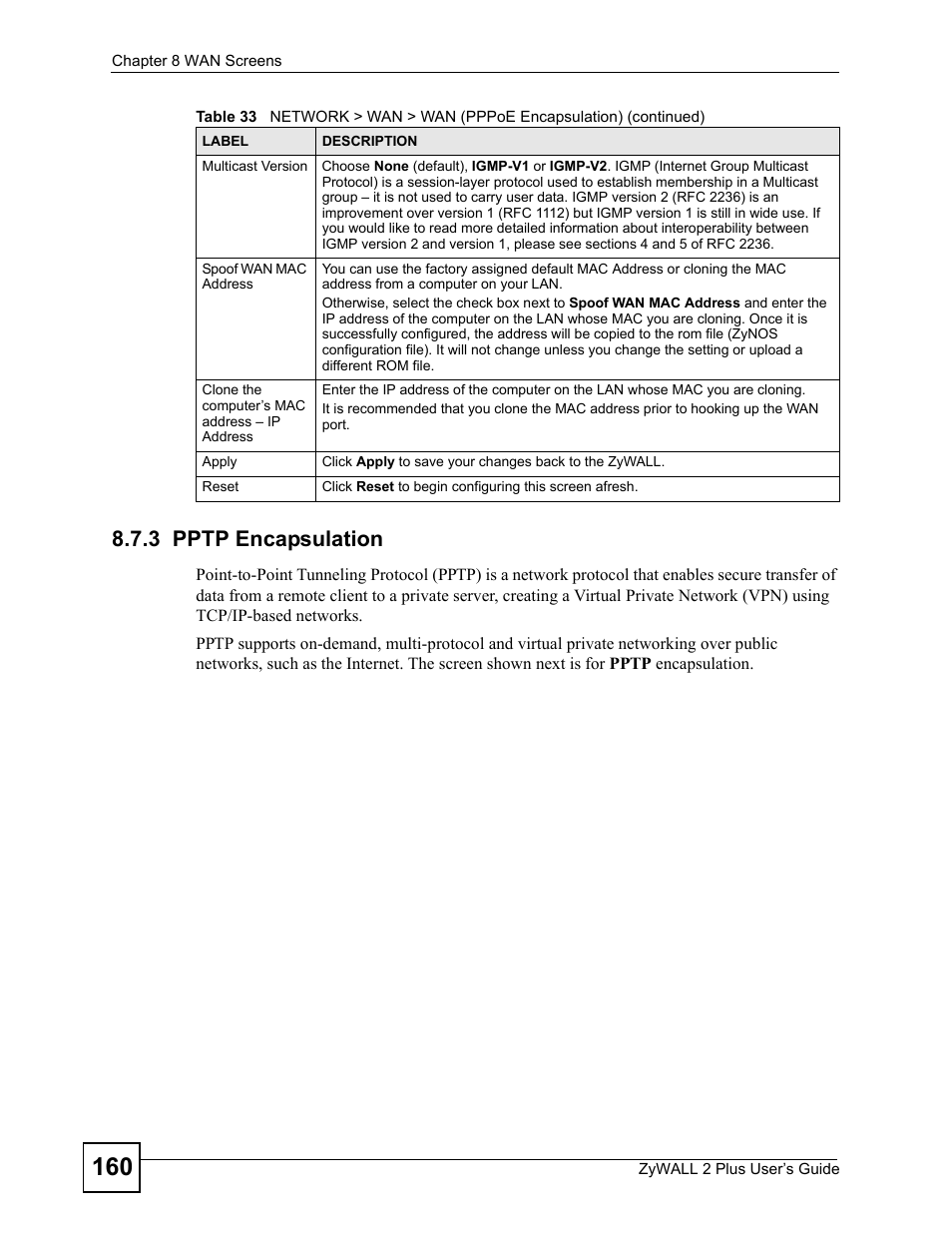 3 pptp encapsulation | ZyXEL Communications ZyWALL 2 Plus User Manual | Page 160 / 686