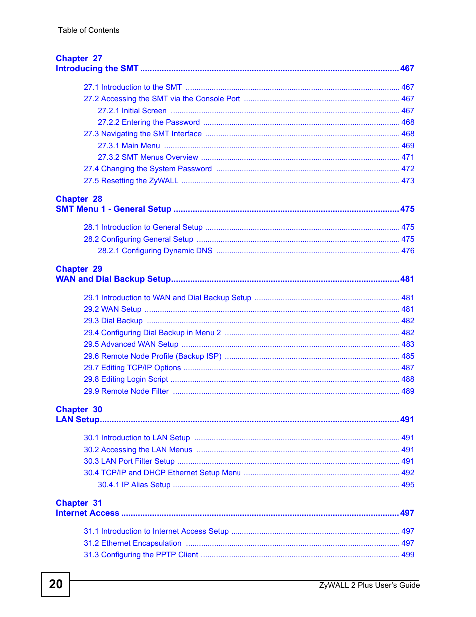 ZyXEL Communications ZyWALL 2 Plus User Manual | Page 20 / 686