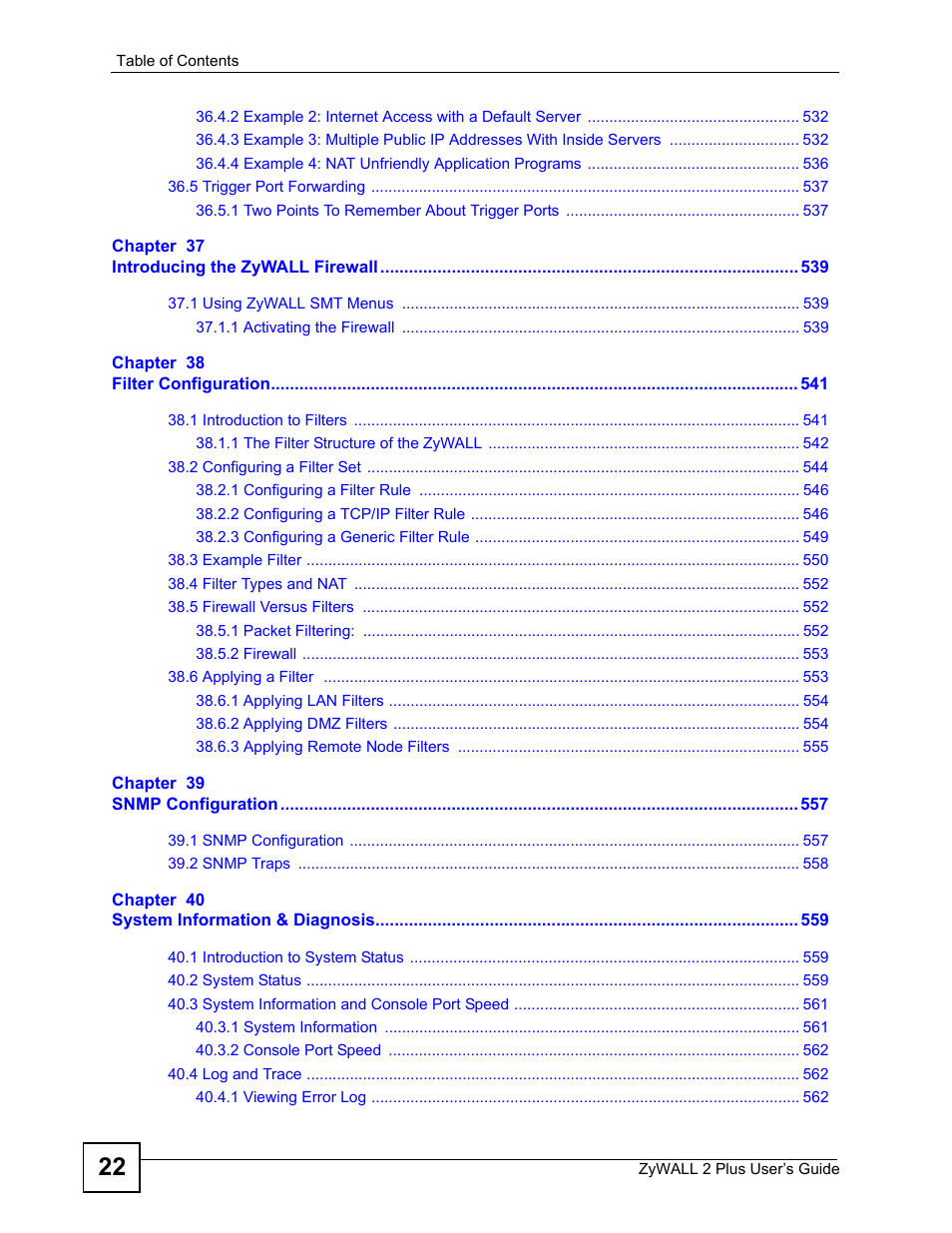 ZyXEL Communications ZyWALL 2 Plus User Manual | Page 22 / 686