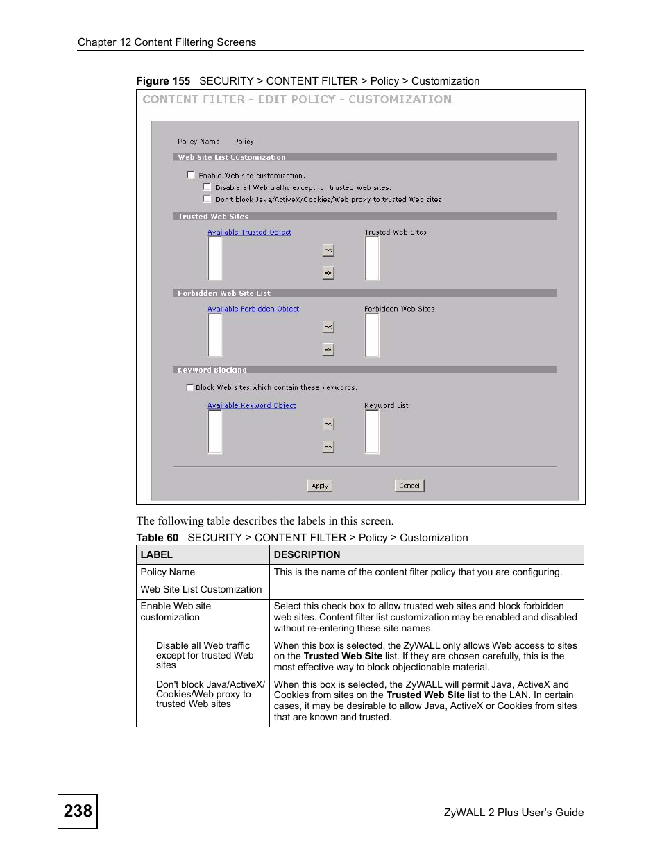 ZyXEL Communications ZyWALL 2 Plus User Manual | Page 238 / 686