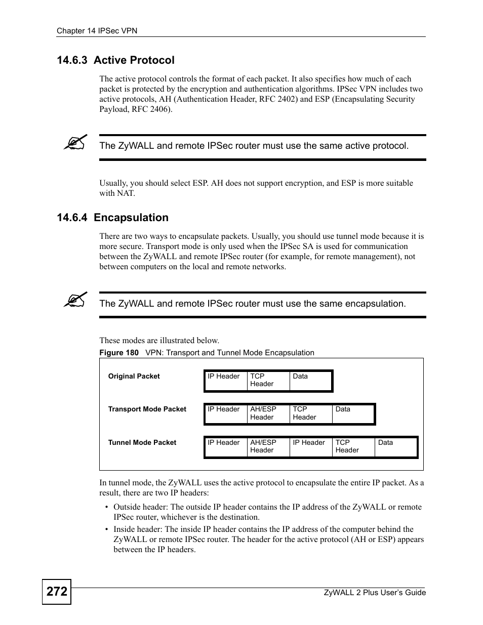 3 active protocol, 4 encapsulation, 3 active protocol 14.6.4 encapsulation | ZyXEL Communications ZyWALL 2 Plus User Manual | Page 272 / 686