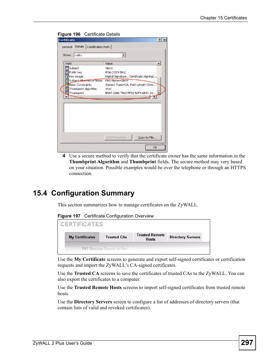 4 configuration summary | ZyXEL Communications ZyWALL 2 Plus User Manual | Page 297 / 686