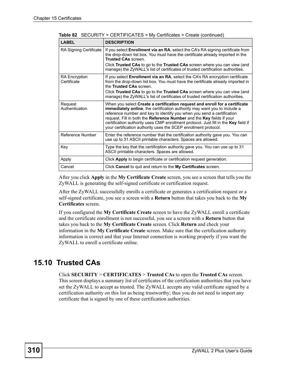 10 trusted cas | ZyXEL Communications ZyWALL 2 Plus User Manual | Page 310 / 686