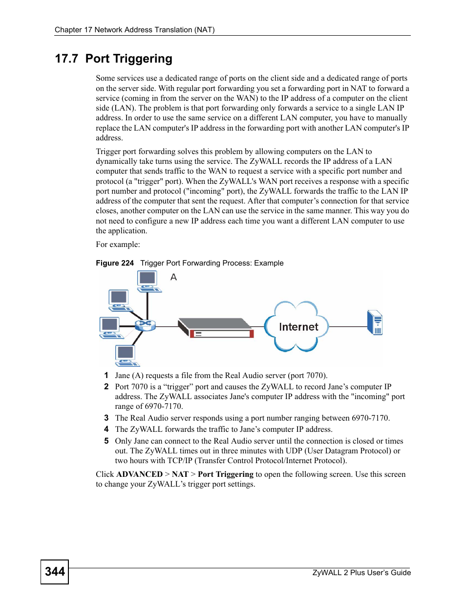7 port triggering | ZyXEL Communications ZyWALL 2 Plus User Manual | Page 344 / 686