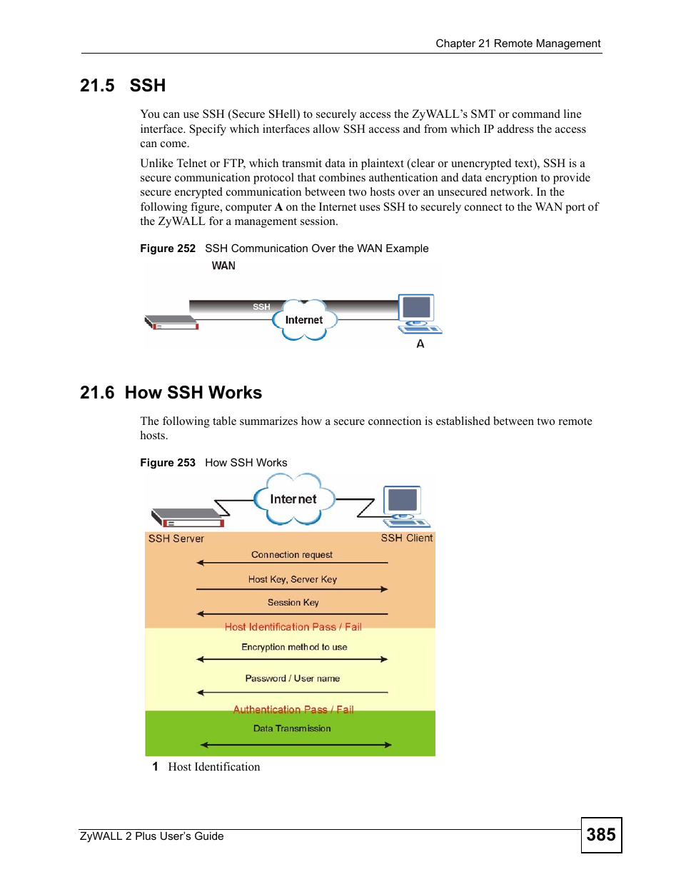 5 ssh, 6 how ssh works, 5 ssh 21.6 how ssh works | ZyXEL Communications ZyWALL 2 Plus User Manual | Page 385 / 686