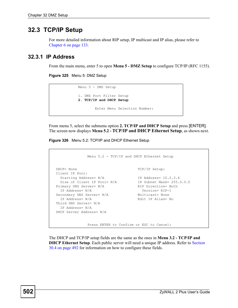 3 tcp/ip setup, 1 ip address | ZyXEL Communications ZyWALL 2 Plus User Manual | Page 502 / 686