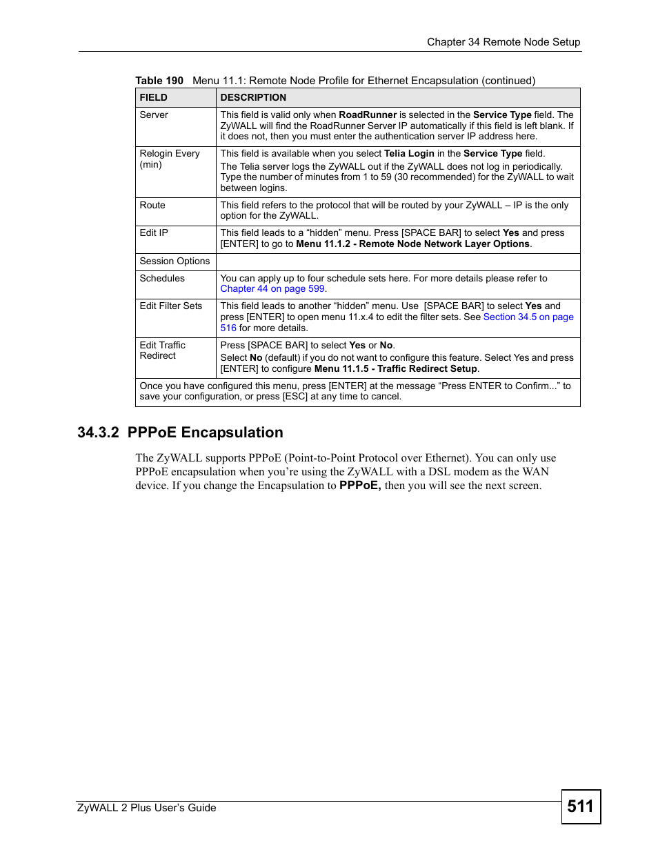 2 pppoe encapsulation | ZyXEL Communications ZyWALL 2 Plus User Manual | Page 511 / 686