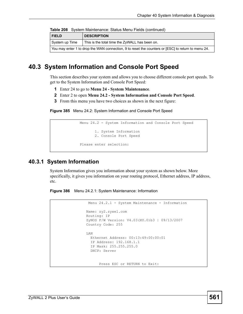 3 system information and console port speed, 1 system information | ZyXEL Communications ZyWALL 2 Plus User Manual | Page 561 / 686