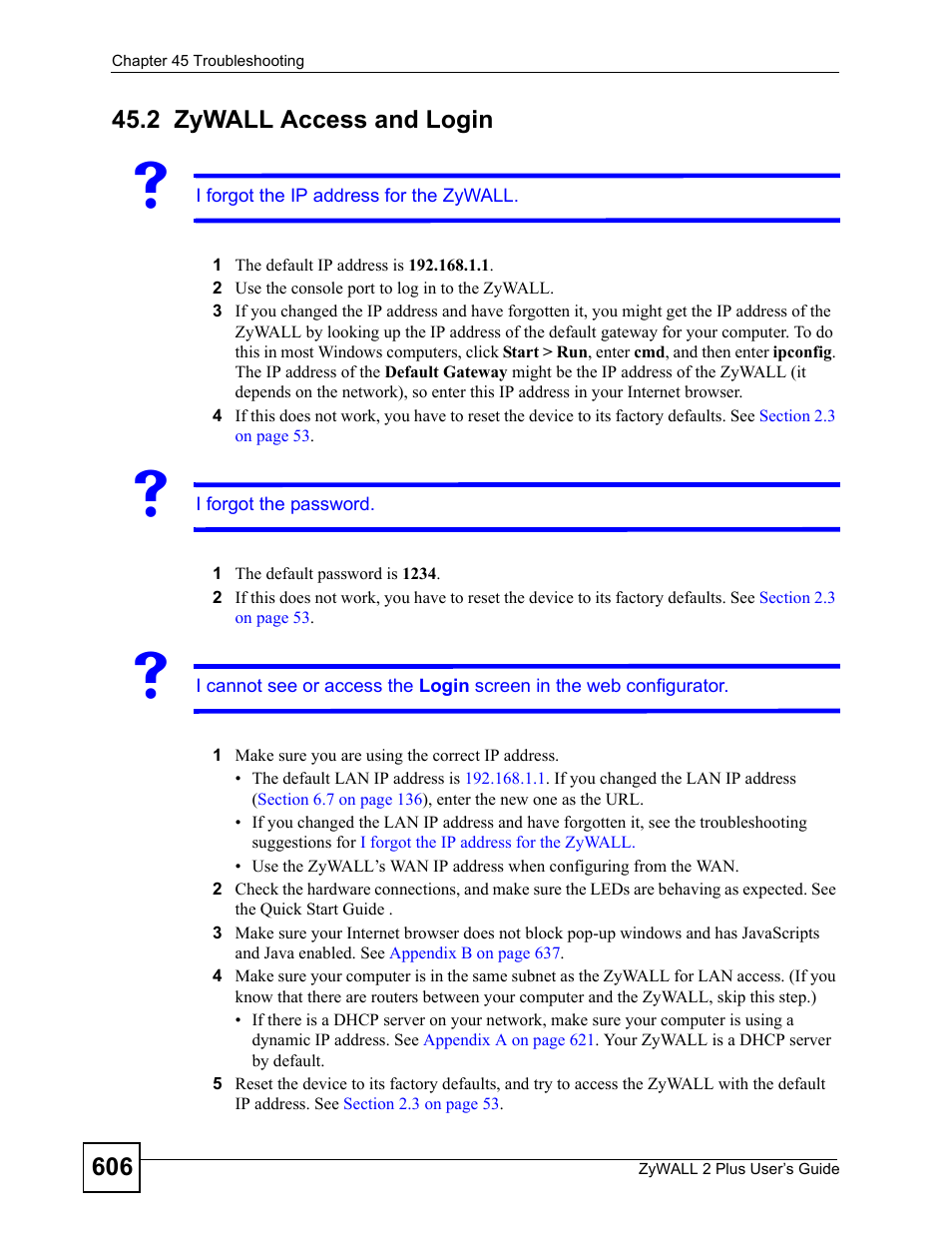 2 zywall access and login, Zywall access and login | ZyXEL Communications ZyWALL 2 Plus User Manual | Page 606 / 686
