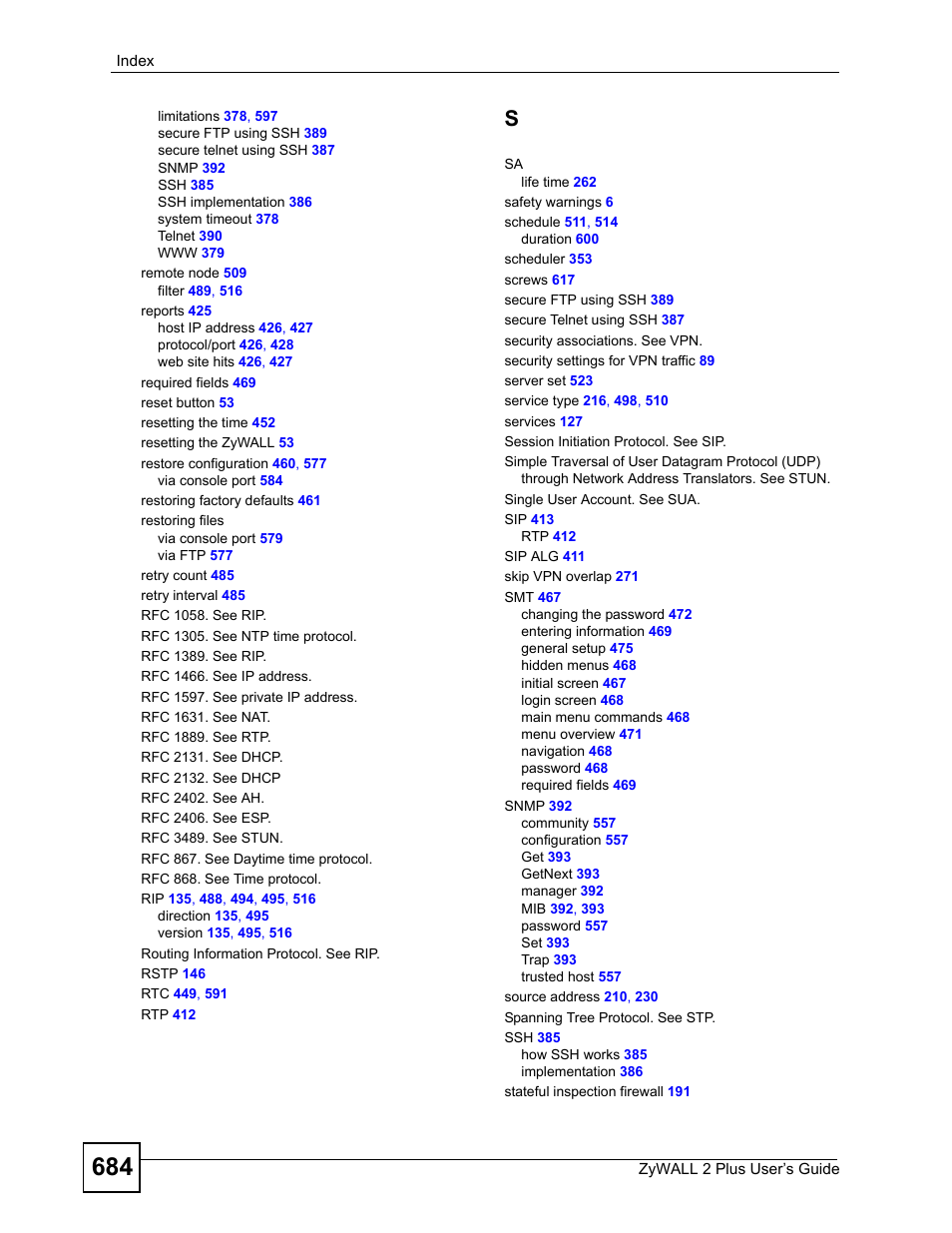 ZyXEL Communications ZyWALL 2 Plus User Manual | Page 684 / 686