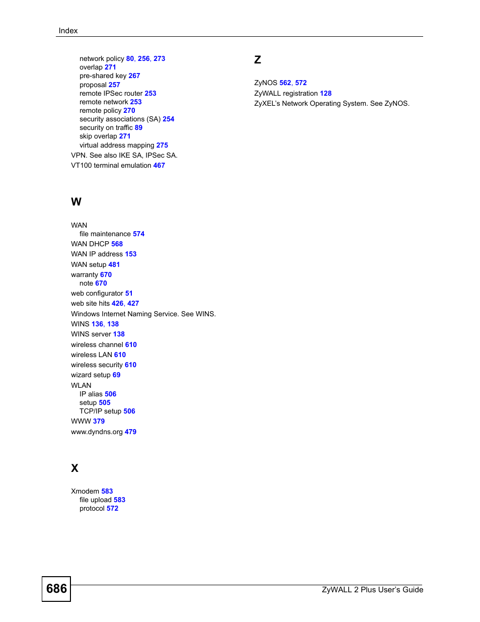 ZyXEL Communications ZyWALL 2 Plus User Manual | Page 686 / 686