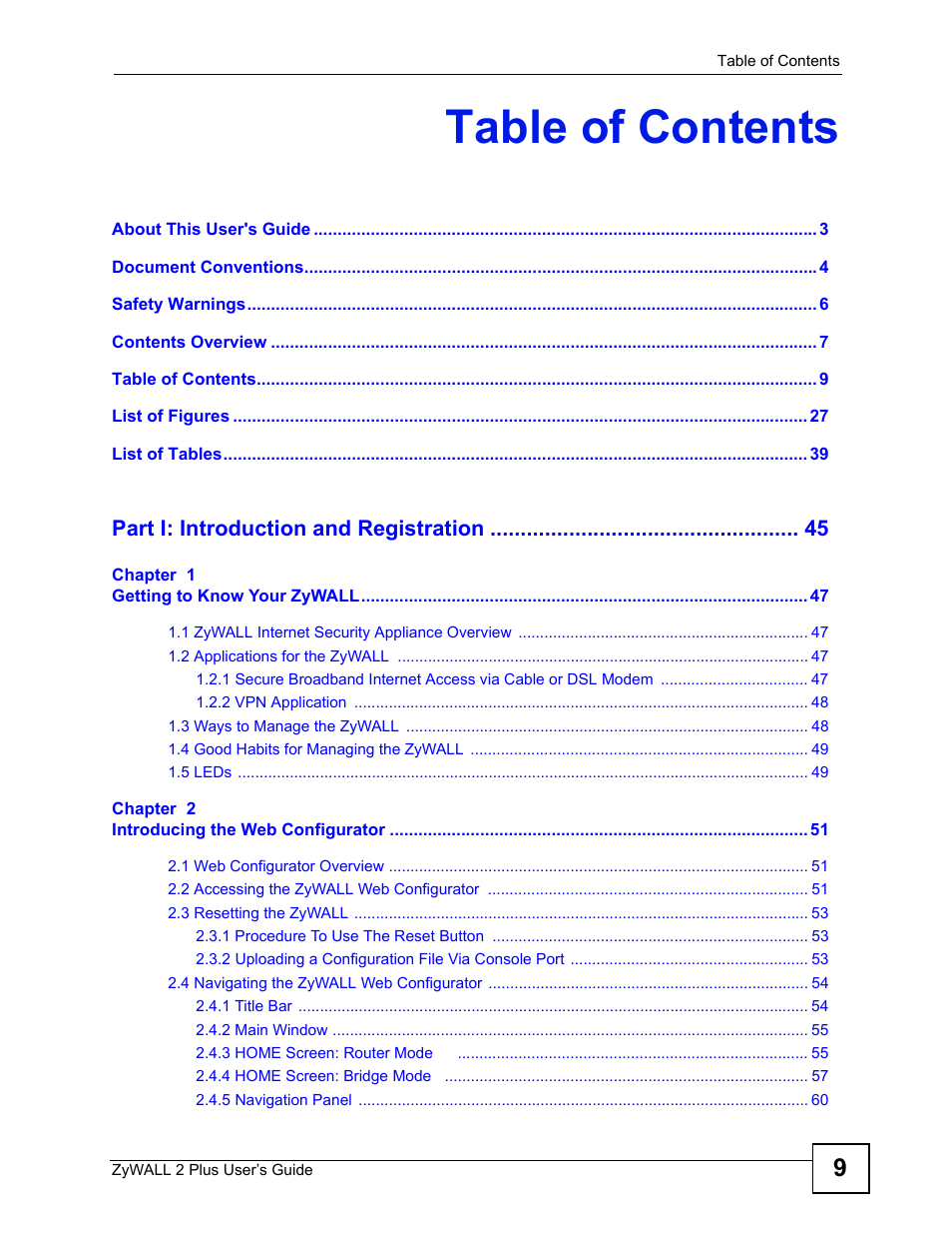 ZyXEL Communications ZyWALL 2 Plus User Manual | Page 9 / 686