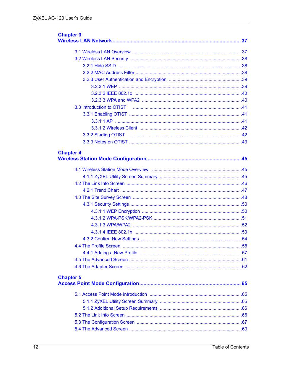 ZyXEL Communications 802.11a/g Wireless CardBus Card ZyXEL AG-120 User Manual | Page 12 / 119