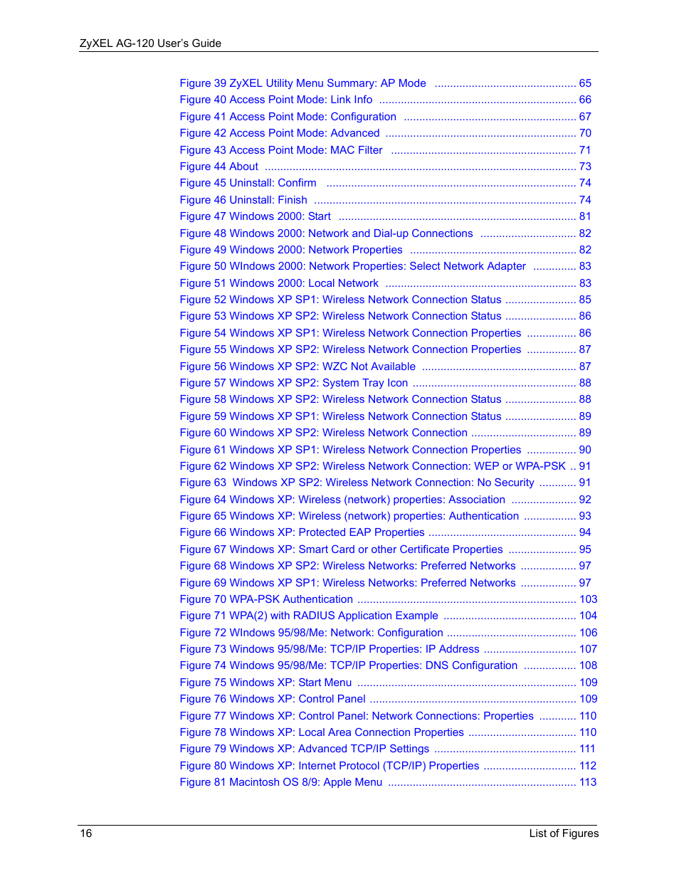 ZyXEL Communications 802.11a/g Wireless CardBus Card ZyXEL AG-120 User Manual | Page 16 / 119