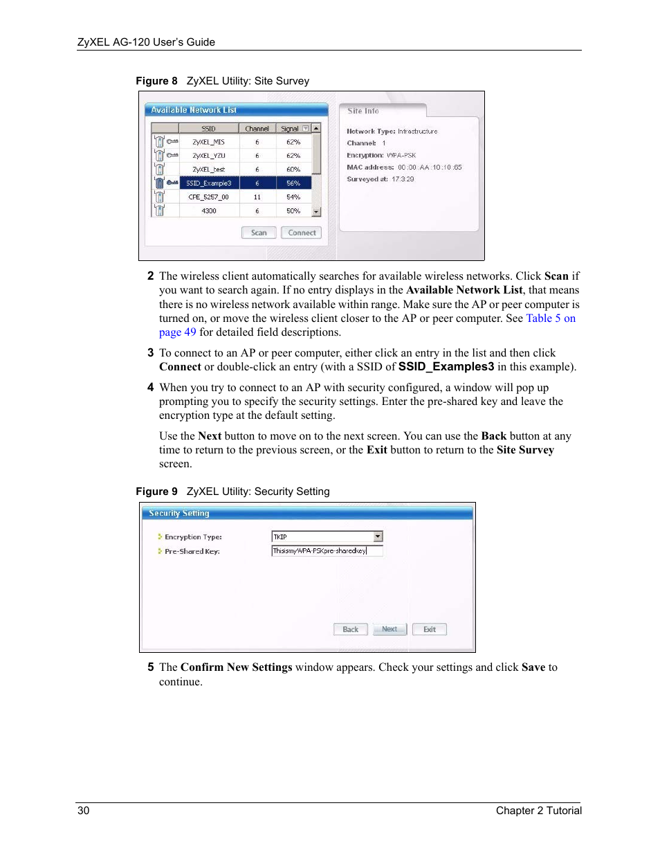 ZyXEL Communications 802.11a/g Wireless CardBus Card ZyXEL AG-120 User Manual | Page 30 / 119