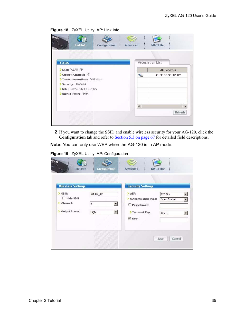 ZyXEL Communications 802.11a/g Wireless CardBus Card ZyXEL AG-120 User Manual | Page 35 / 119