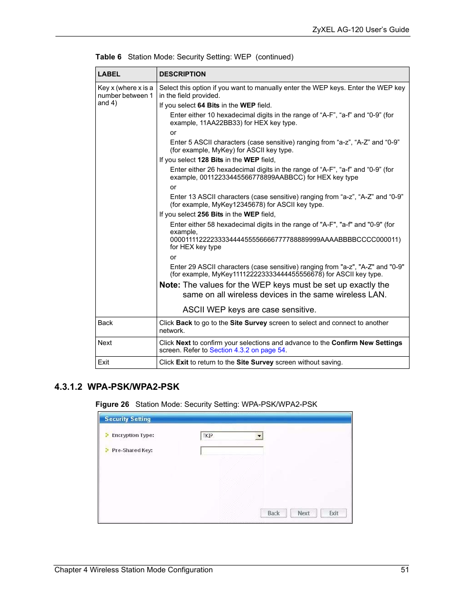 2 wpa-psk/wpa2-psk | ZyXEL Communications 802.11a/g Wireless CardBus Card ZyXEL AG-120 User Manual | Page 51 / 119