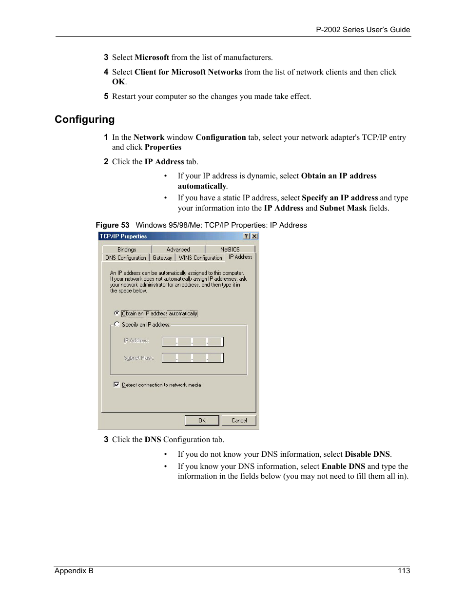 Configuring | ZyXEL Communications P-2002 User Manual | Page 113 / 168