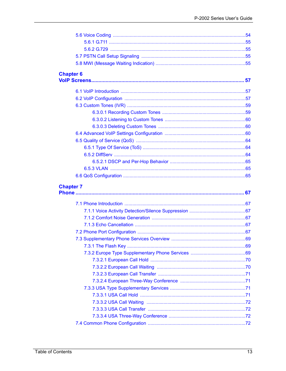 ZyXEL Communications P-2002 User Manual | Page 13 / 168