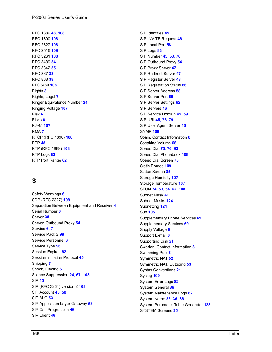 ZyXEL Communications P-2002 User Manual | Page 166 / 168