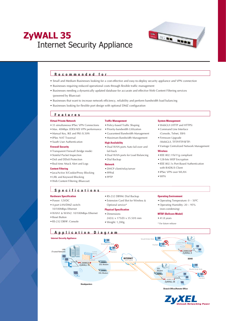 ZyXEL Communications ZYWALL 35 User Manual | 2 pages