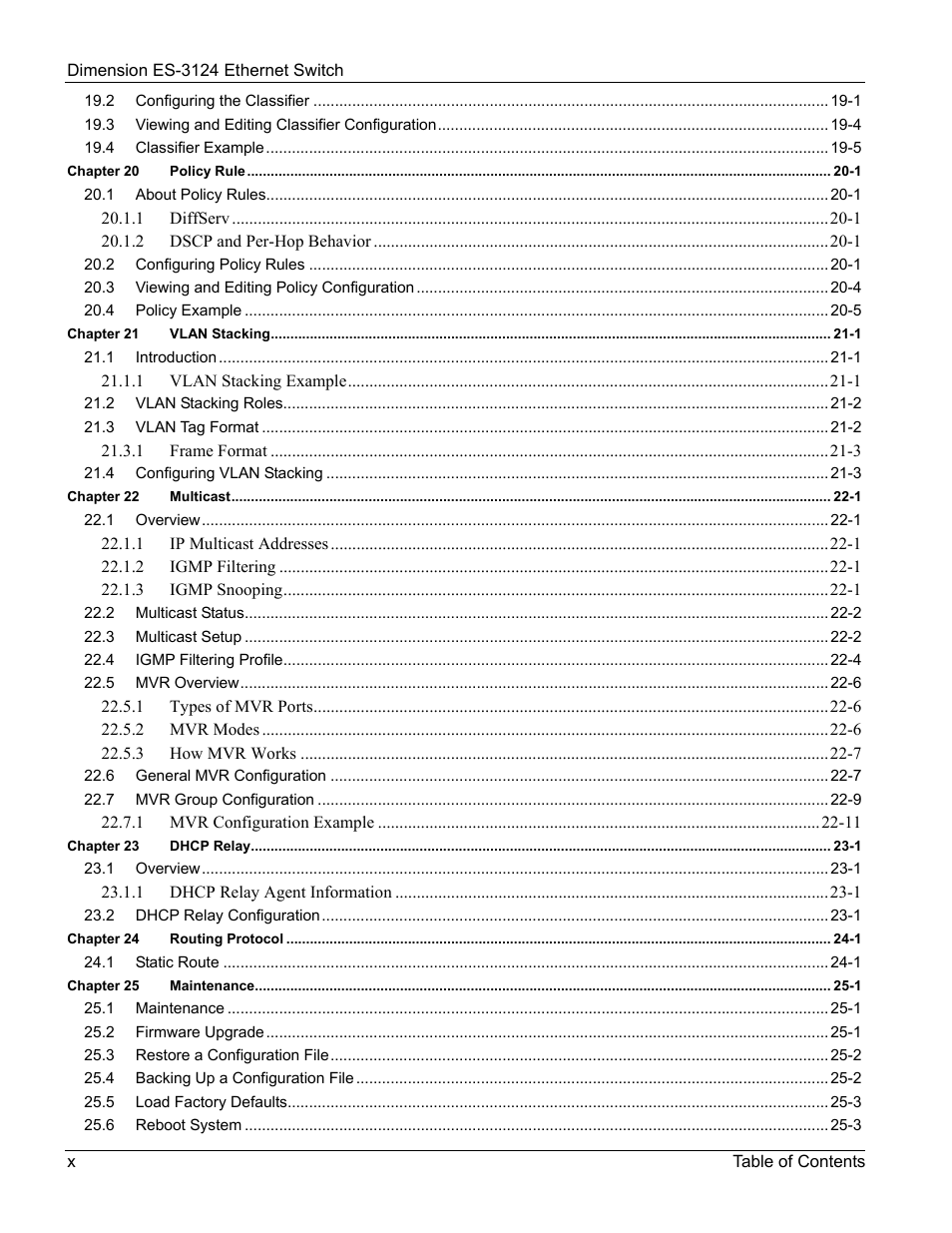 ZyXEL Communications ZyXEL Dimension ES-3124 User Manual | Page 10 / 272