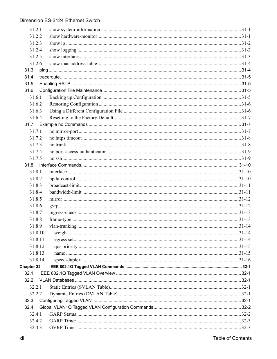 ZyXEL Communications ZyXEL Dimension ES-3124 User Manual | Page 12 / 272