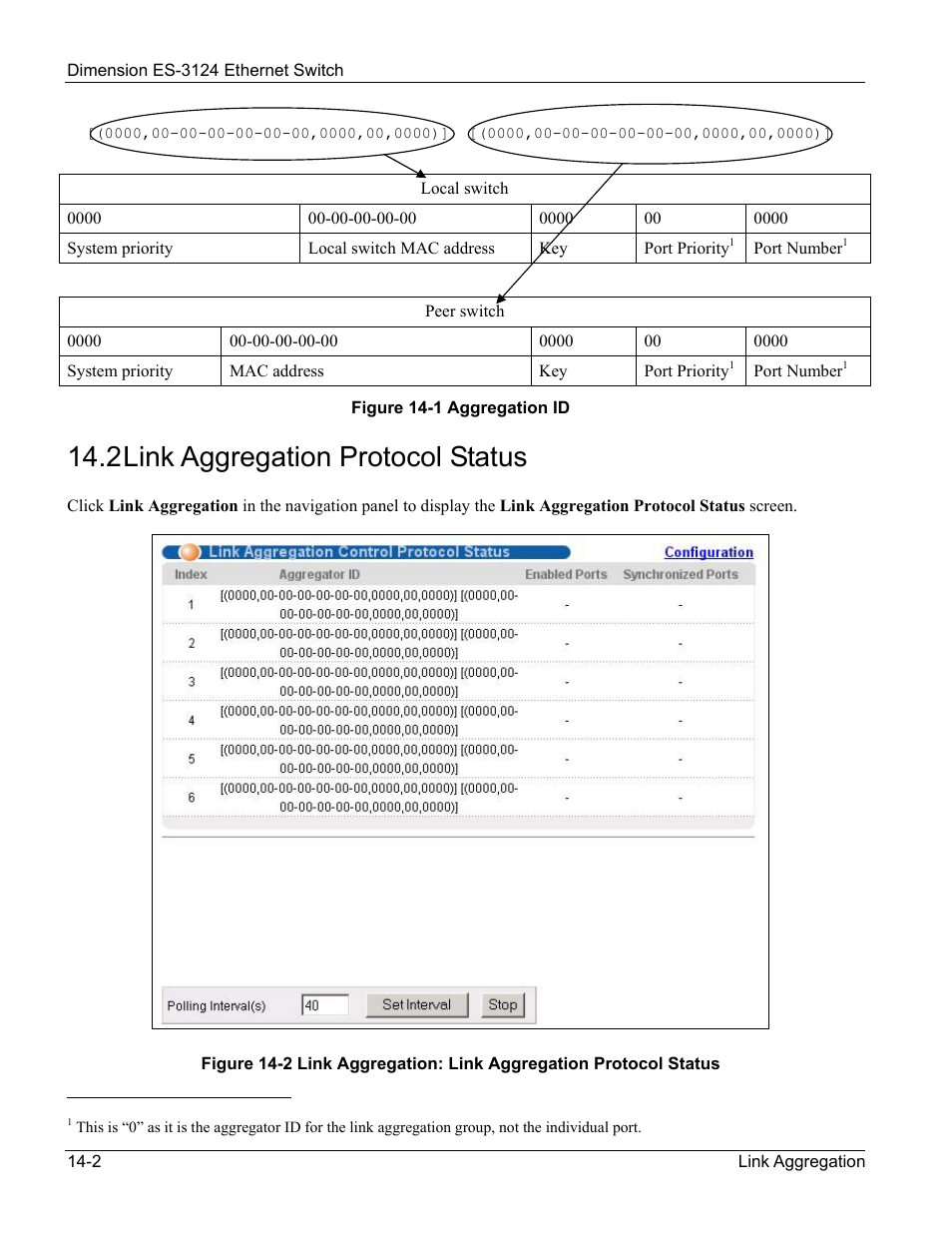 Link aggregation protocol status, 2 link aggregation protocol status | ZyXEL Communications ZyXEL Dimension ES-3124 User Manual | Page 120 / 272