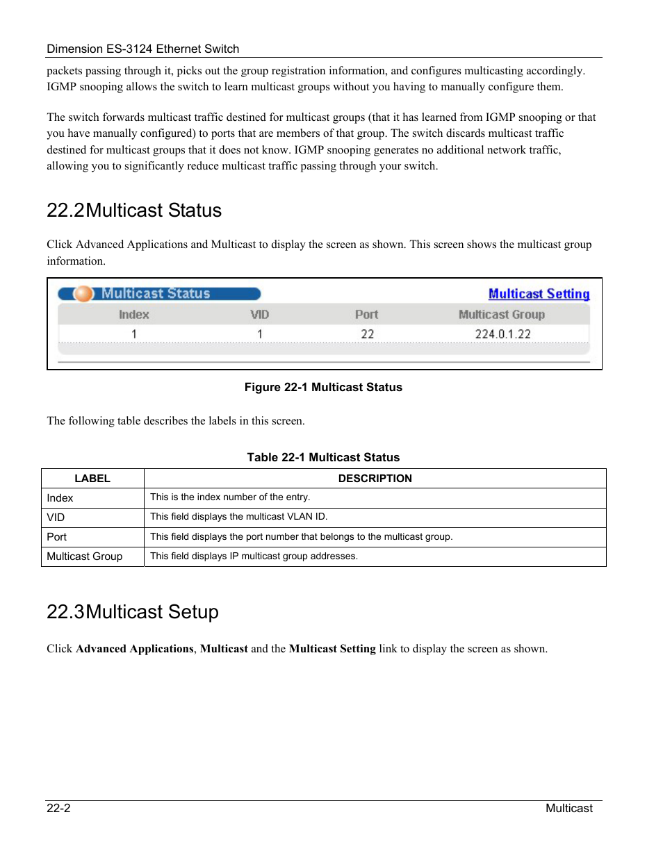 Multicast status, Multicast setup, Dhcp relay agent information | 2 multicast status, 3 multicast setup | ZyXEL Communications ZyXEL Dimension ES-3124 User Manual | Page 168 / 272