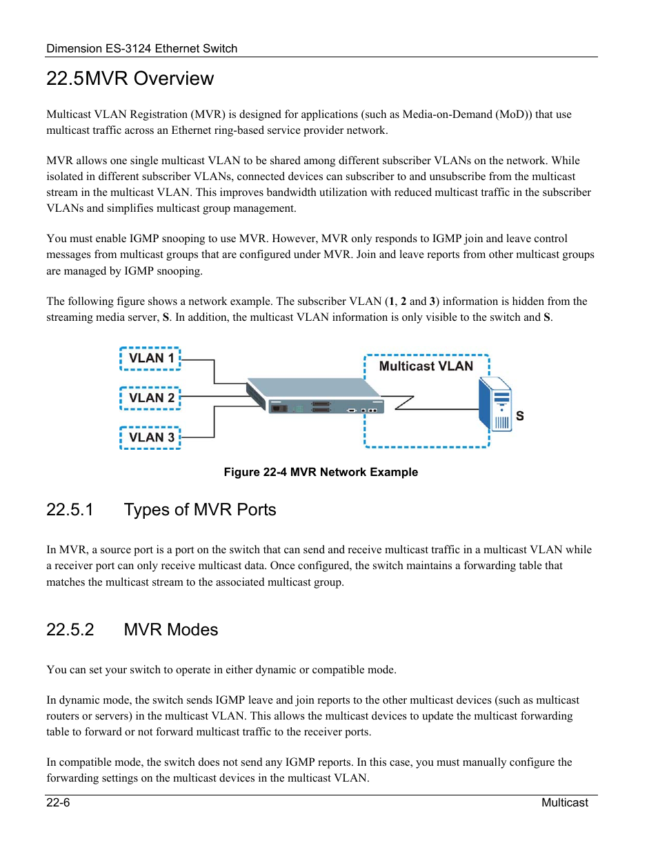 Mvr overview, 5 mvr overview, 1 types of mvr ports | 2 mvr modes | ZyXEL Communications ZyXEL Dimension ES-3124 User Manual | Page 172 / 272