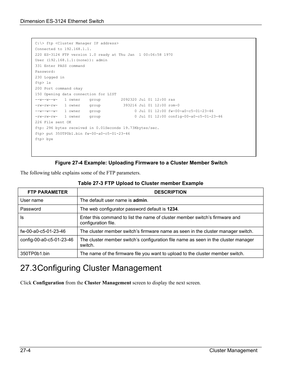 Configuring cluster management, 3 configuring cluster management | ZyXEL Communications ZyXEL Dimension ES-3124 User Manual | Page 200 / 272
