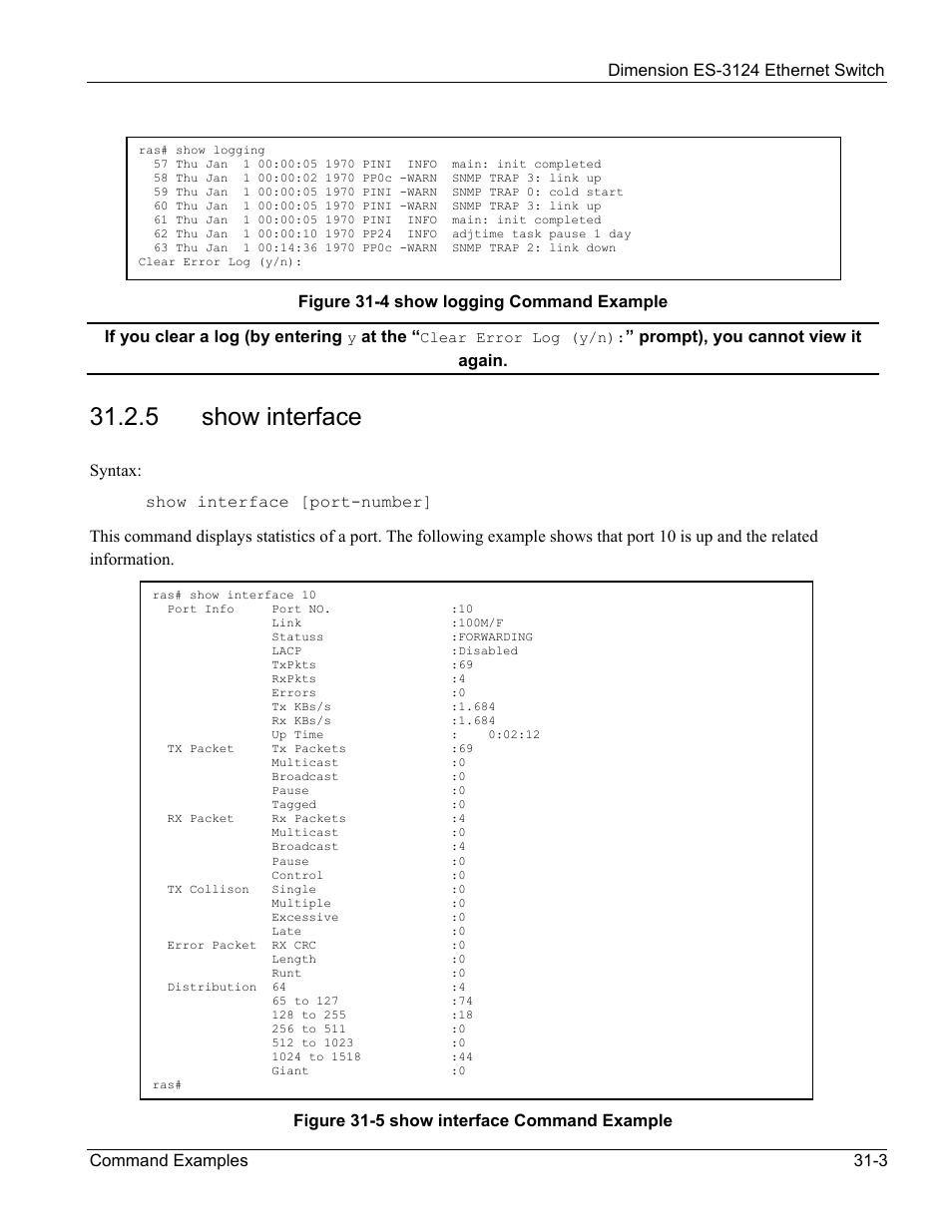 Show interface, 5 show interface | ZyXEL Communications ZyXEL Dimension ES-3124 User Manual | Page 239 / 272