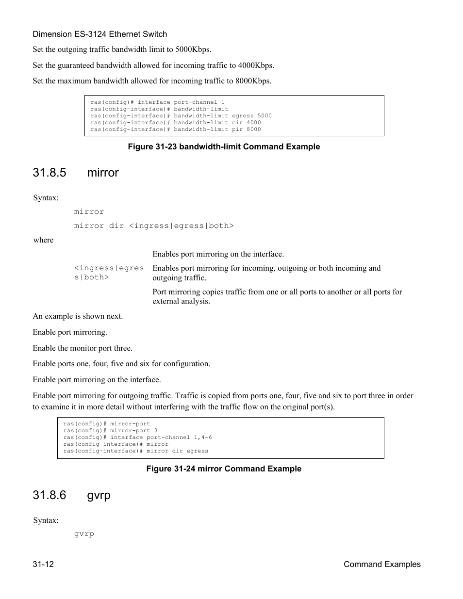 Mirror, Gvrp, 5 mirror | 6 gvrp | ZyXEL Communications ZyXEL Dimension ES-3124 User Manual | Page 248 / 272