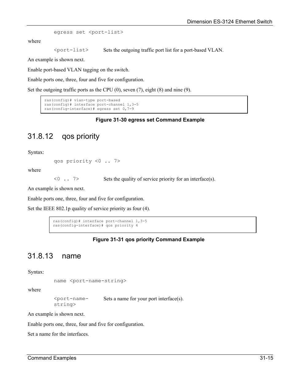 Qos priority, Name, 12 qos priority | 13 name | ZyXEL Communications ZyXEL Dimension ES-3124 User Manual | Page 251 / 272