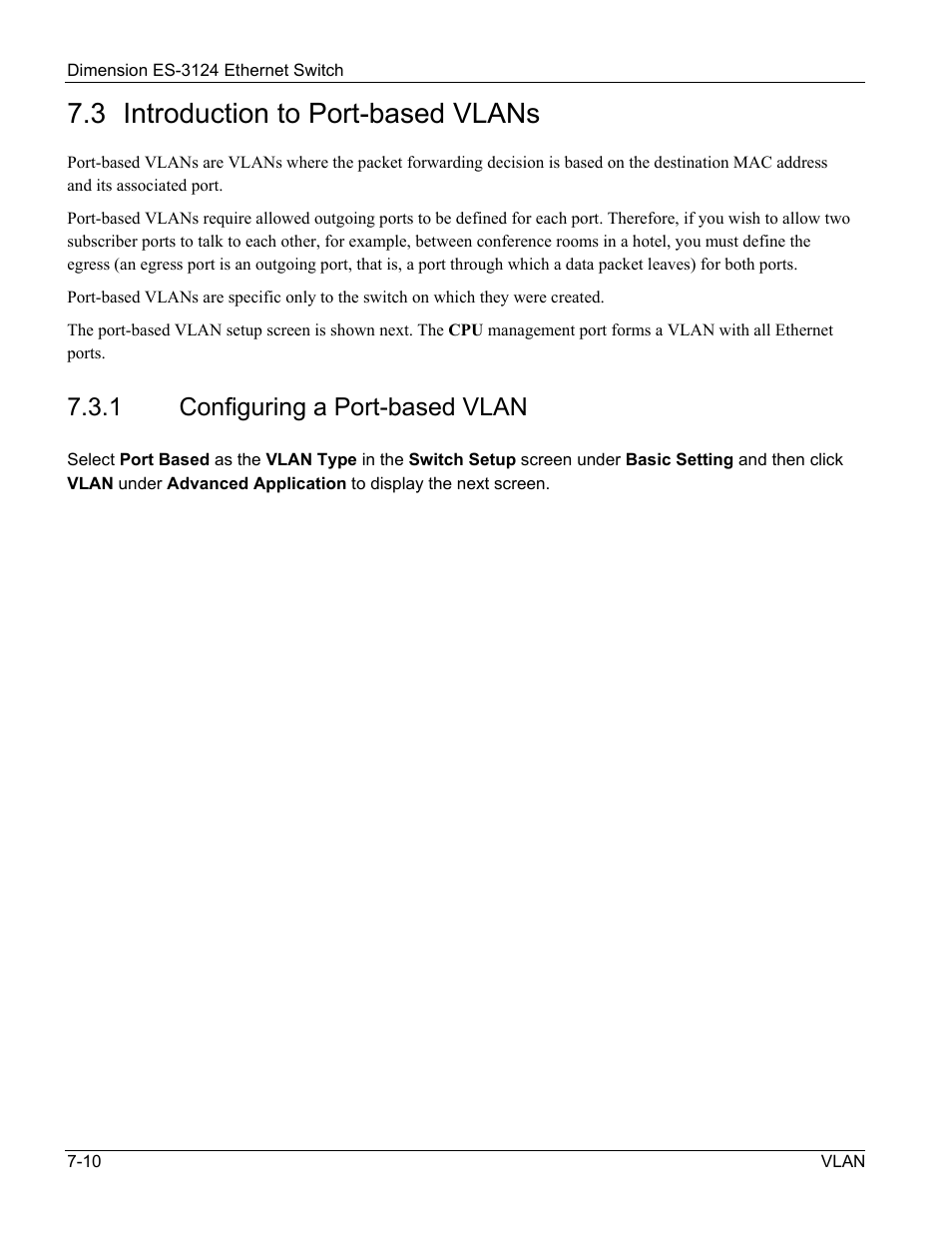 Introduction to port-based vlans, Configuring a port-based vlan, 3 introduction to port-based vlans | 1 configuring a port-based vlan | ZyXEL Communications ZyXEL Dimension ES-3124 User Manual | Page 88 / 272