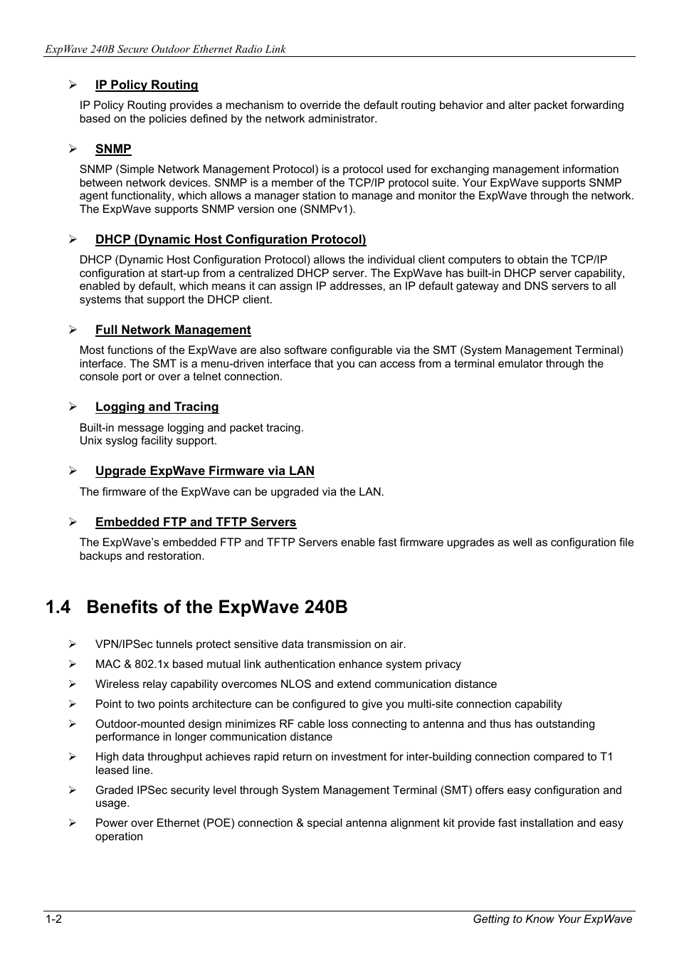 4 benefits of the expwave 240b | ZyXEL Communications ZyXEL ExpWave 240B User Manual | Page 18 / 96