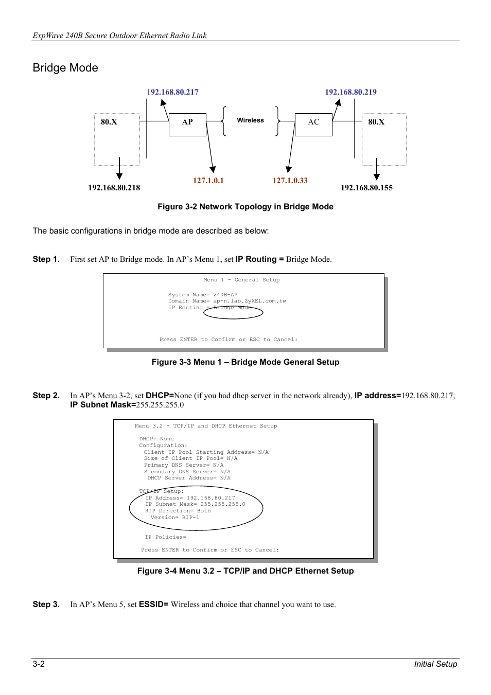 Bridge mode | ZyXEL Communications ZyXEL ExpWave 240B User Manual | Page 32 / 96