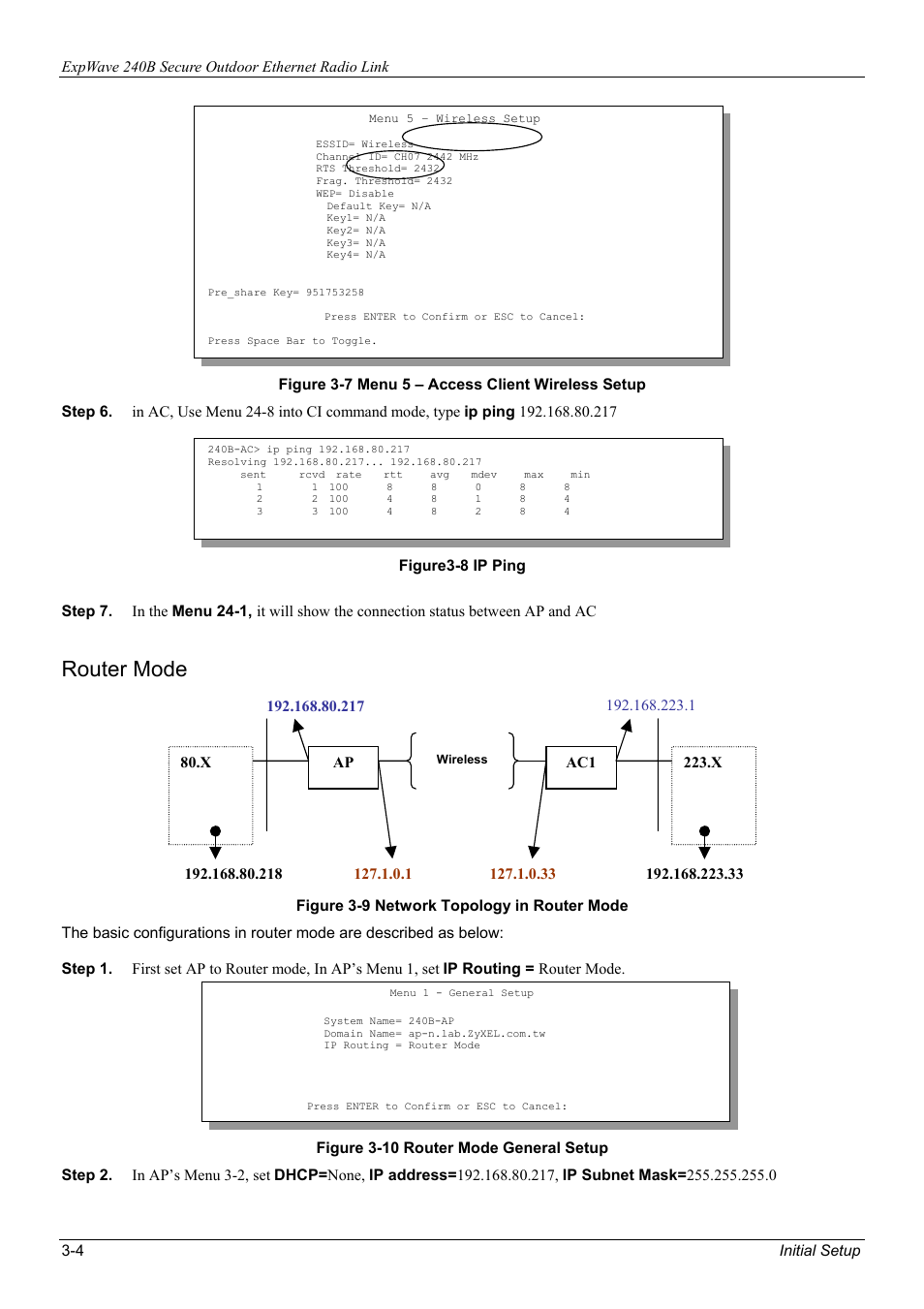 Router mode | ZyXEL Communications ZyXEL ExpWave 240B User Manual | Page 34 / 96