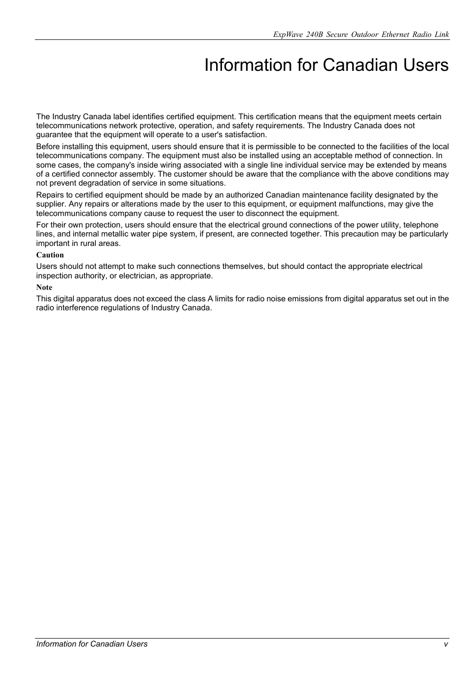 Information for canadian users | ZyXEL Communications ZyXEL ExpWave 240B User Manual | Page 5 / 96