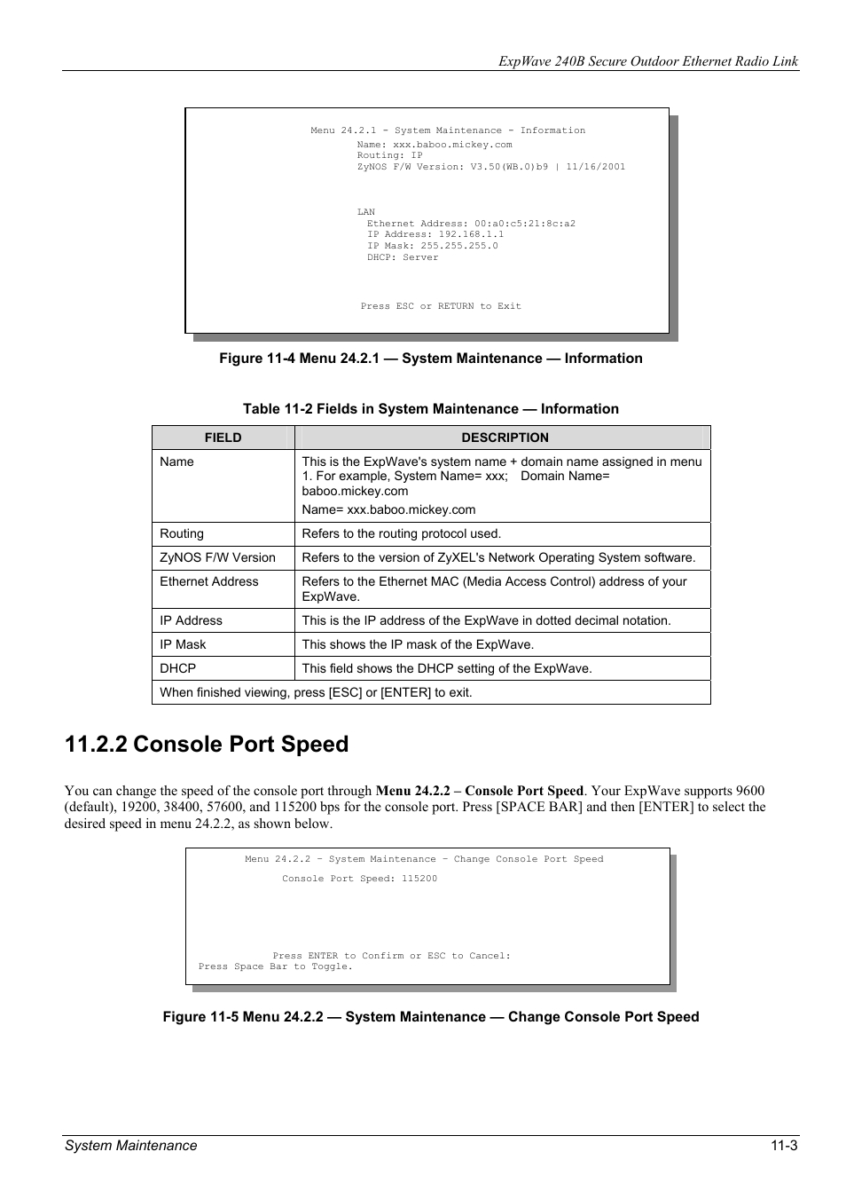 2 console port speed | ZyXEL Communications ZyXEL ExpWave 240B User Manual | Page 69 / 96