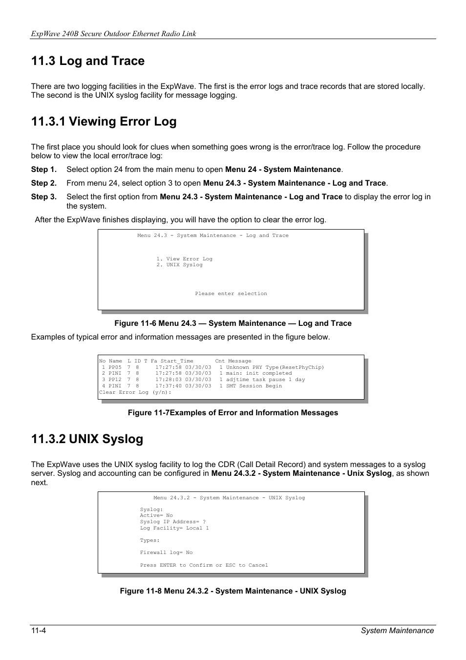 3 log and trace, 1 viewing error log, 2 unix syslog | ZyXEL Communications ZyXEL ExpWave 240B User Manual | Page 70 / 96