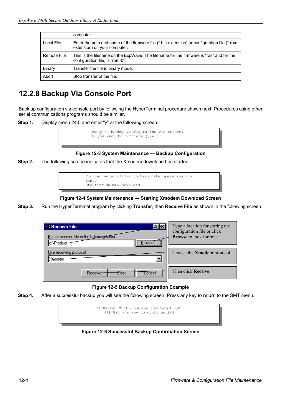 8 backup via console port | ZyXEL Communications ZyXEL ExpWave 240B User Manual | Page 78 / 96