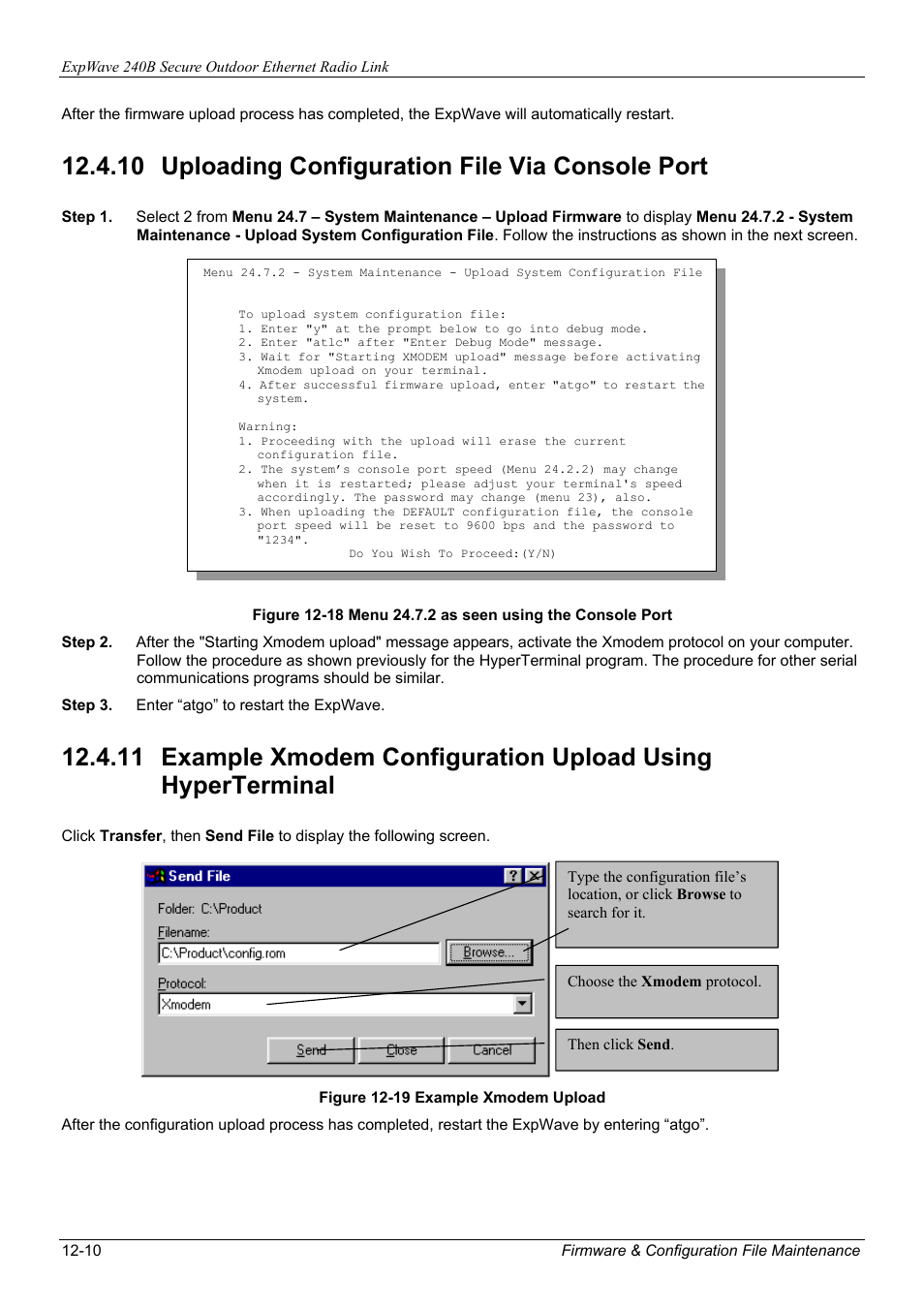 10 uploading configuration file via console port | ZyXEL Communications ZyXEL ExpWave 240B User Manual | Page 84 / 96