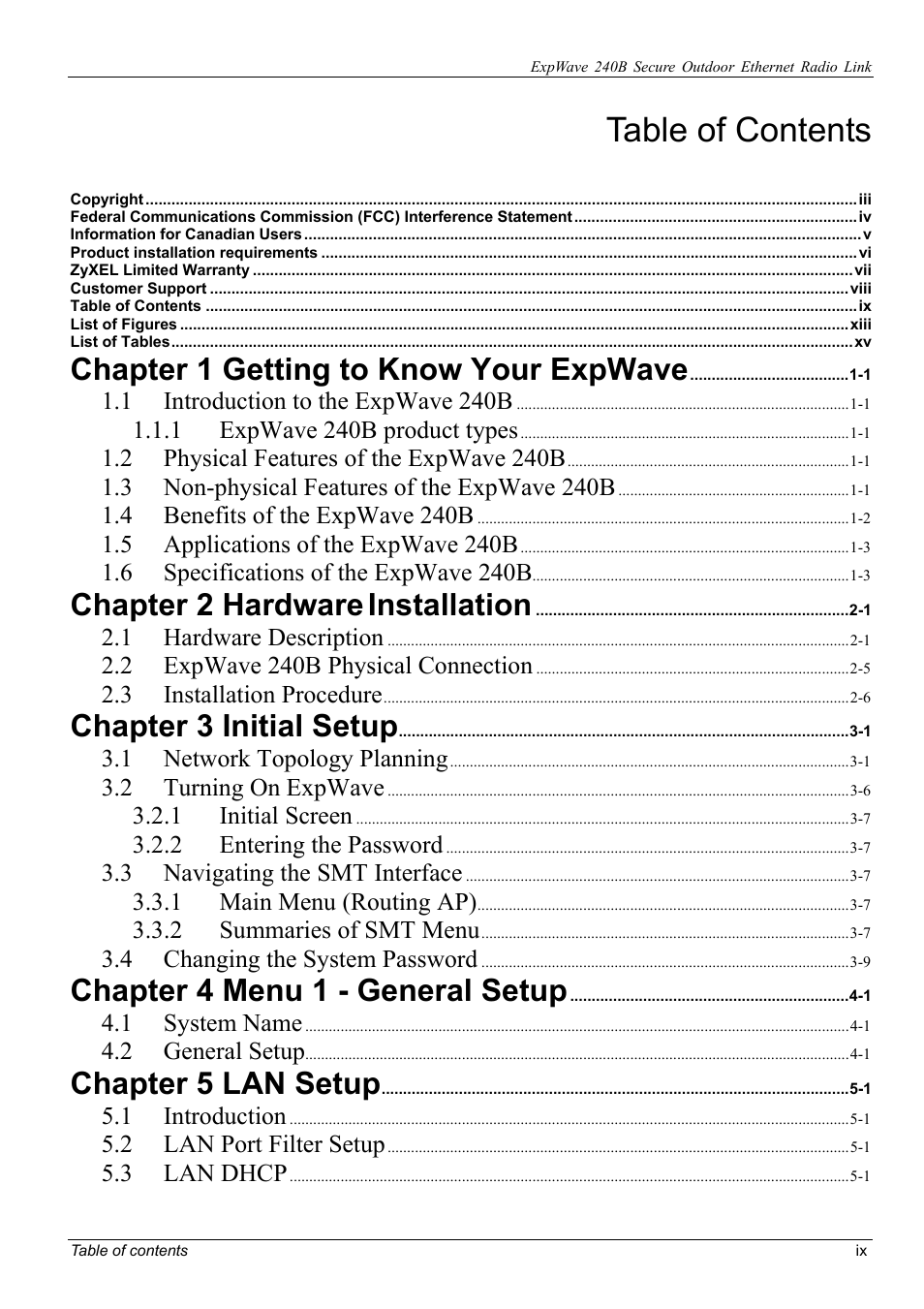 ZyXEL Communications ZyXEL ExpWave 240B User Manual | Page 9 / 96