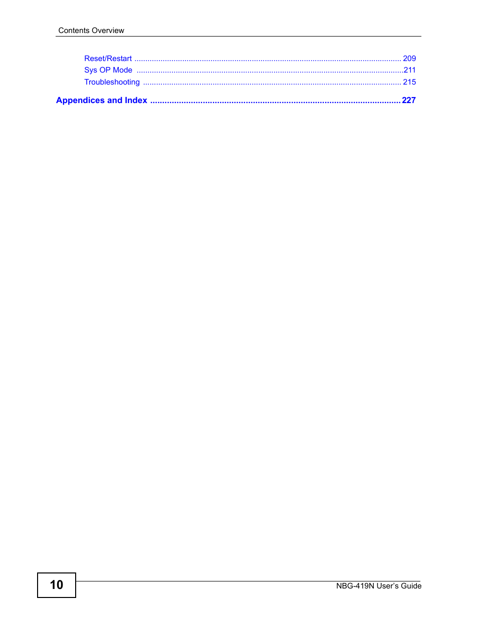 ZyXEL Communications NBG-419N User Manual | Page 10 / 294