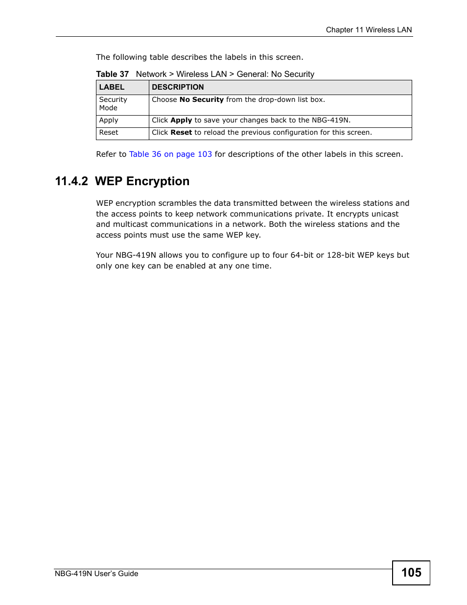 2 wep encryption | ZyXEL Communications NBG-419N User Manual | Page 105 / 294