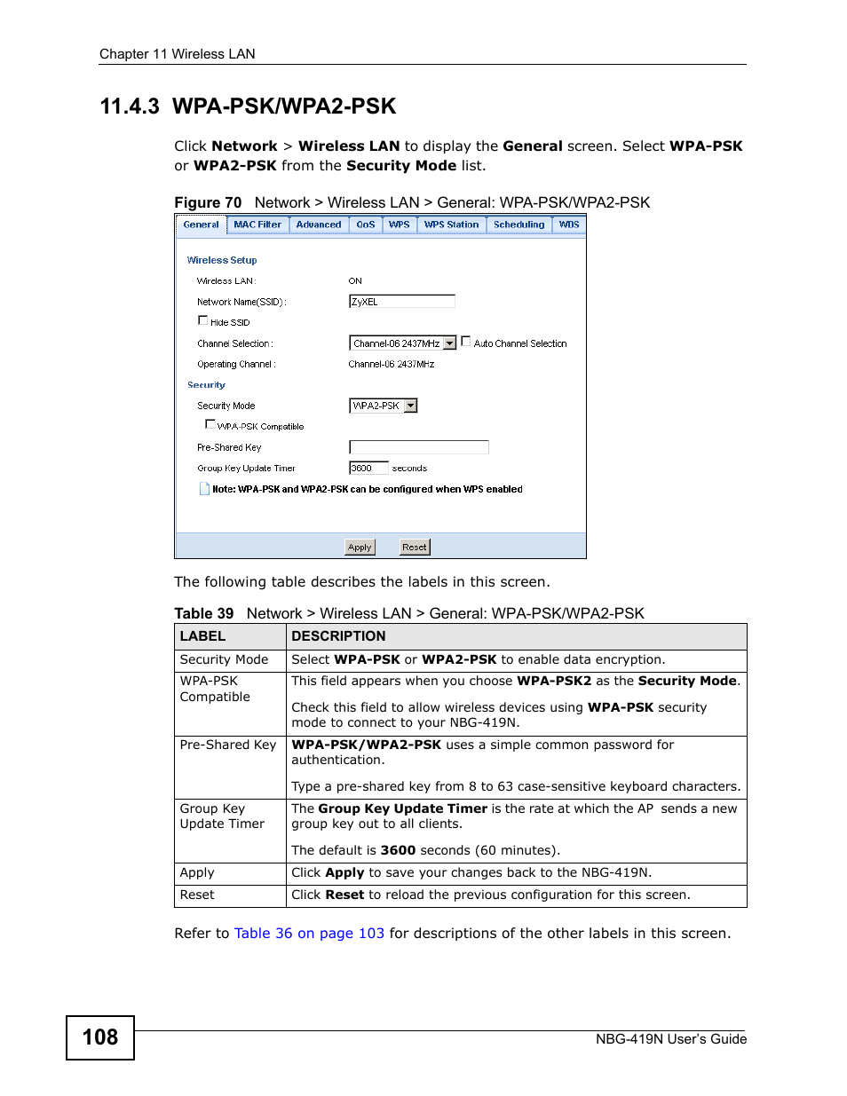 3 wpa-psk/wpa2-psk | ZyXEL Communications NBG-419N User Manual | Page 108 / 294