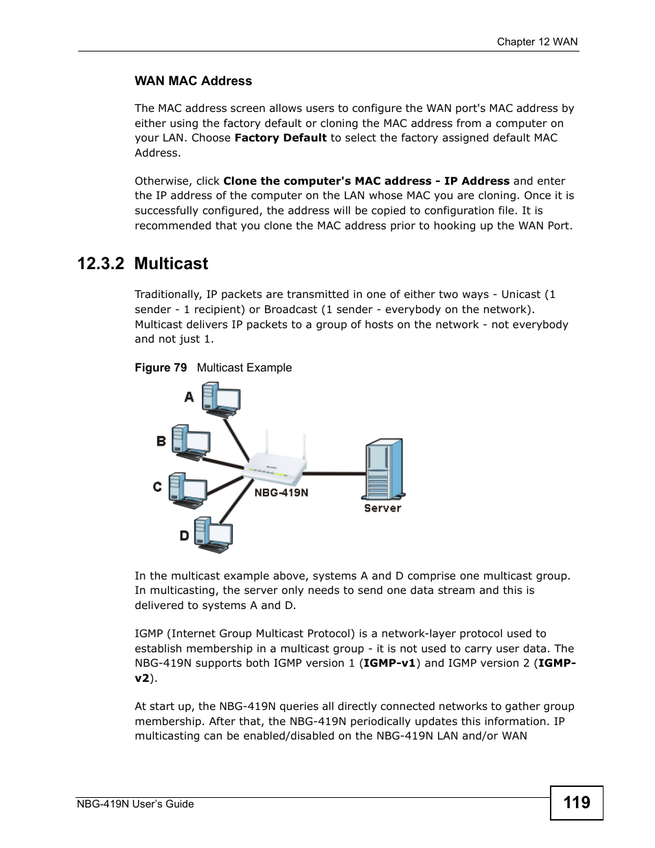 2 multicast | ZyXEL Communications NBG-419N User Manual | Page 119 / 294