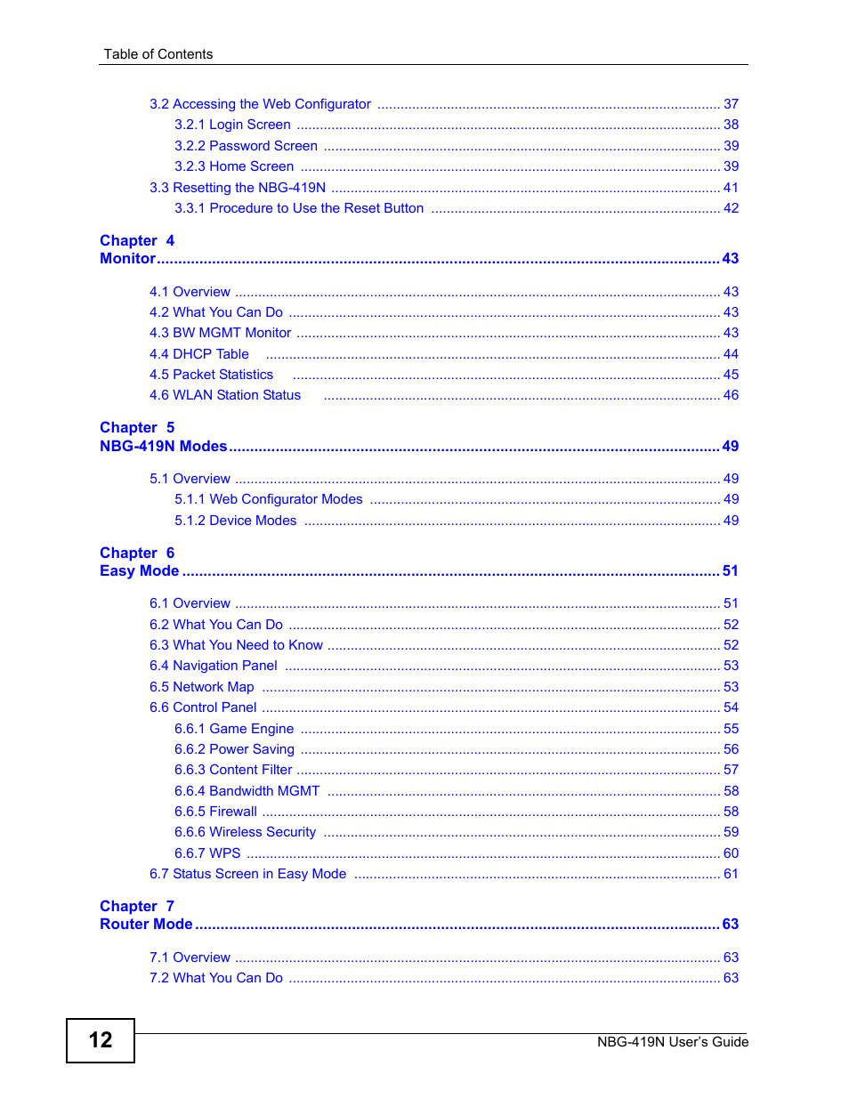 ZyXEL Communications NBG-419N User Manual | Page 12 / 294