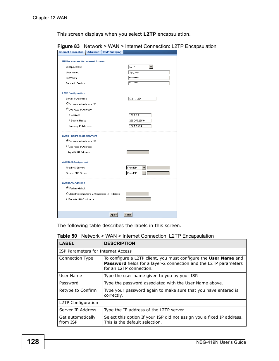 ZyXEL Communications NBG-419N User Manual | Page 128 / 294